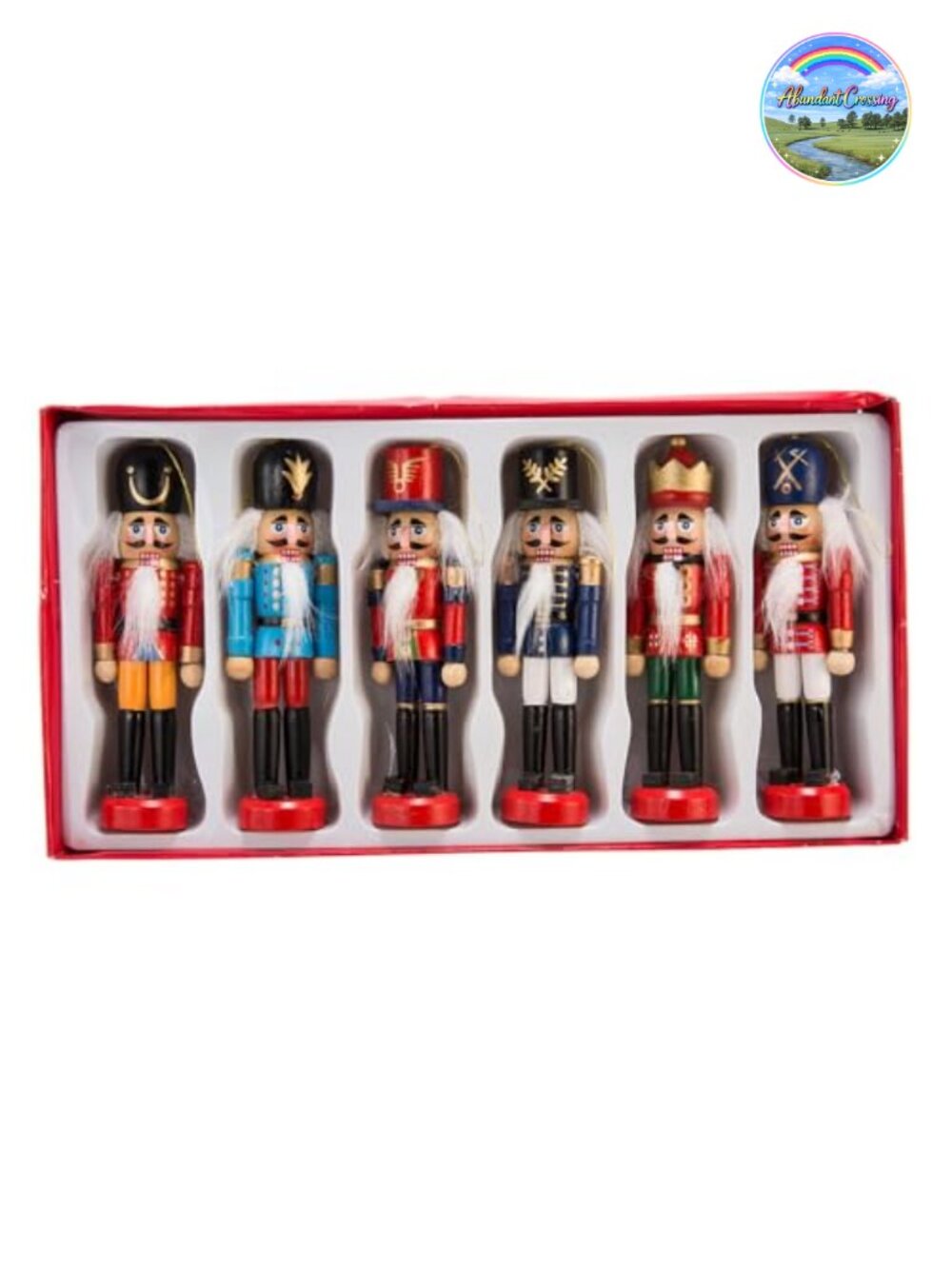 Wooden Nutcracker Ornament Set 6-Piece Holiday Décor 5-Inch